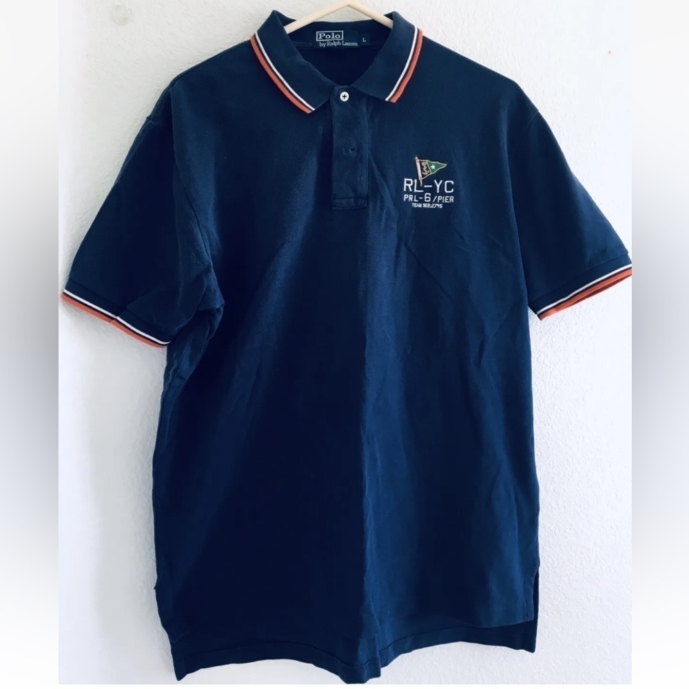 Vtg Polo Ralph Lauren Yacht Club Navy Blue Pier PRL-6 Flag Sz 2XL Team Ser.2745
